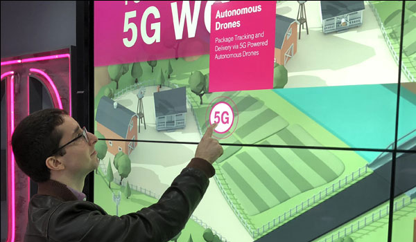 Interactive 5G touchscreen demo of autonomous drone package delivery